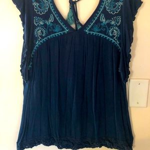 Boho top, navy, XXL